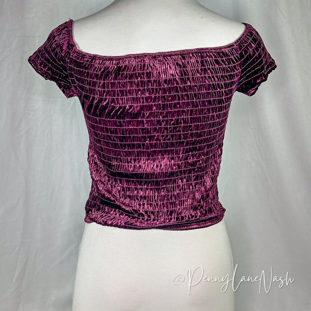Molly Green Smocked Off The Shoulder Crop Top - Picture 6 of 7